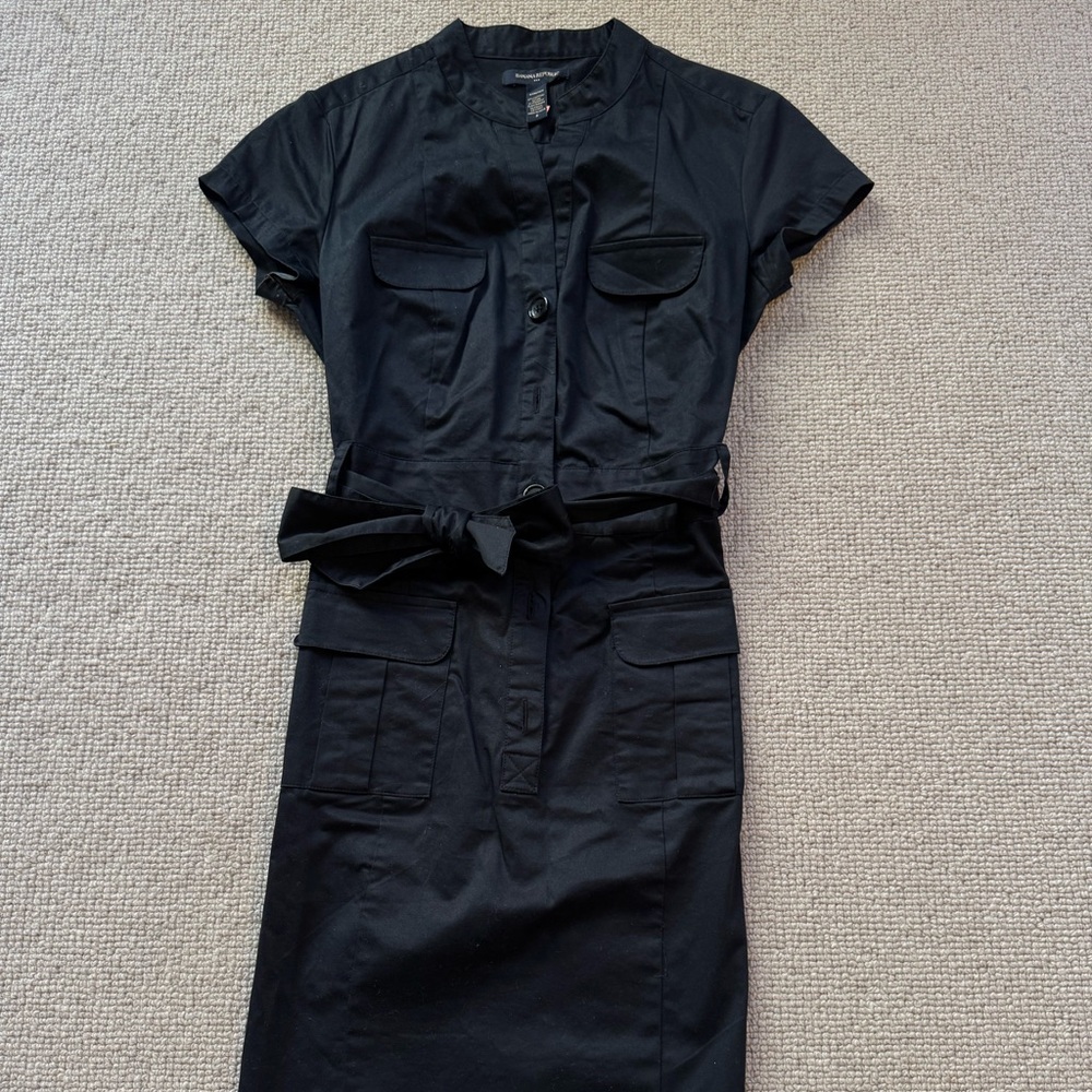 Banana Republic Black Midi Dress with Belt